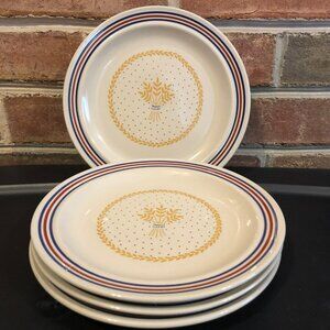 Newcor 1989 Stoneware Salad Plates Set of 4 Harvest Wheat Design Wheatfield Reti